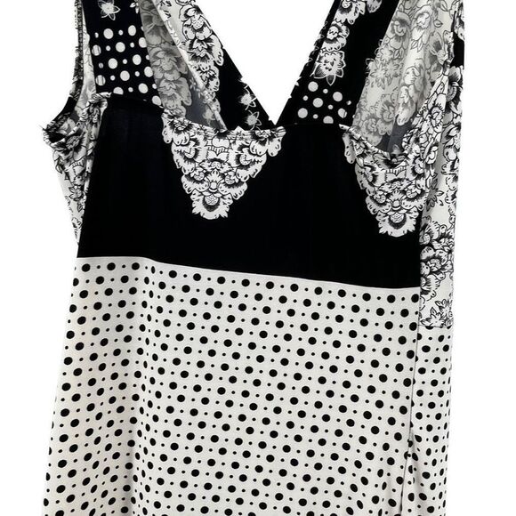 M.K.M Designs Maxi Dress Sleeveless Black White Patterned Casual Rockabilly Sm - Picture 8 of 8